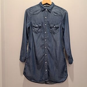 I&M Jeans Denim Y2K Western Coastal Cowgirl Button-Up Mini Shirt Dress Womens S